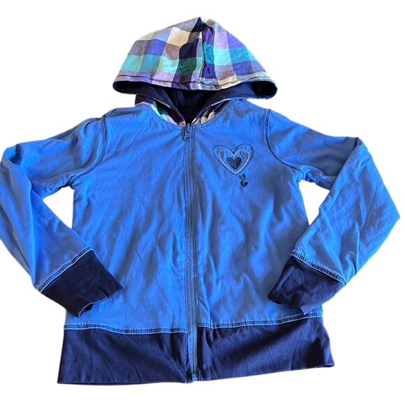 Faded Glory Girls Reversible Knit Hooded Jacket Size 7-8 Medium Lightweight - Picture 1 of 7